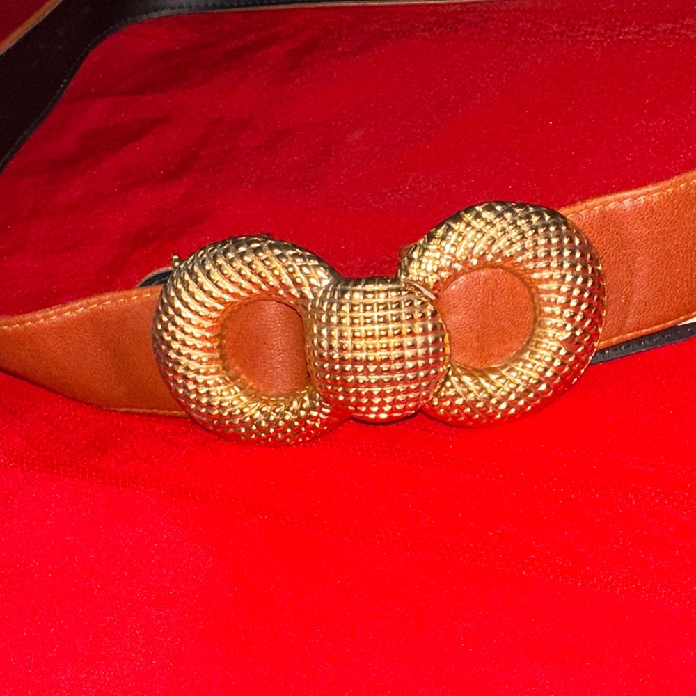 NWT RAINA Cognac Bowie Elegant Gold and Brown Women's Adjustable Belt